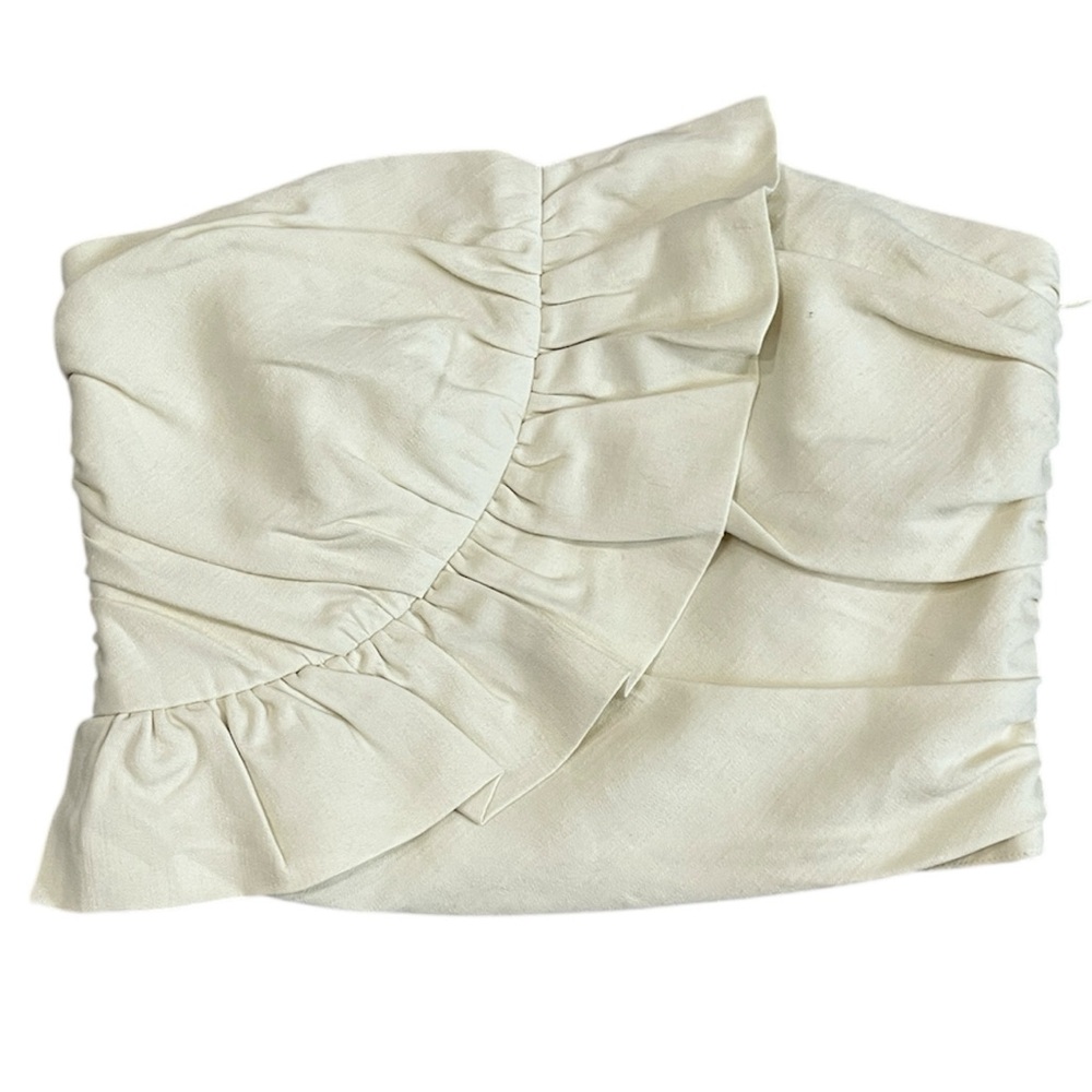 Sezane Nelsia‎ Sleeveless Bustier Top Blouse Ruffle Ecru Cream Womens 38 / US 6